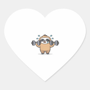 Chibi Sloth Gym Fail – Cute Kawaii Funny Workout A Heart Sticker