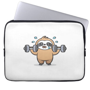 Chibi Sloth Gym Fail – Cute Kawaii Funny Workout A Laptop Sleeve