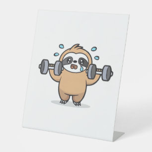 Chibi Sloth Gym Fail – Cute Kawaii Funny Workout A Pedestal Sign