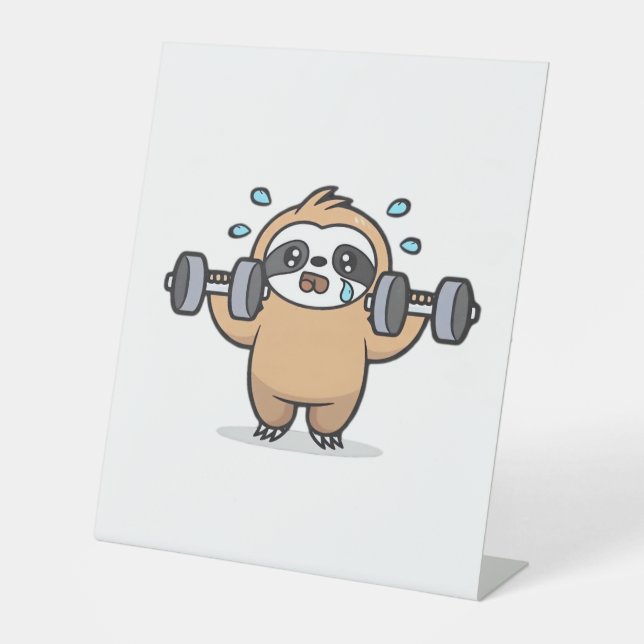 Chibi Sloth Gym Fail – Cute Kawaii Funny Workout A Pedestal Sign (Front)