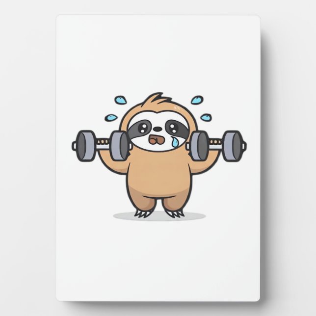 Chibi Sloth Gym Fail � Cute Kawaii Funny Workout A Plaque (Front)