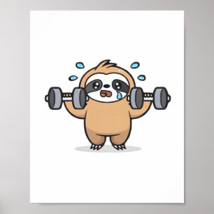 Chibi Sloth Gym Fail – Cute Kawaii Funny Workout A Poster