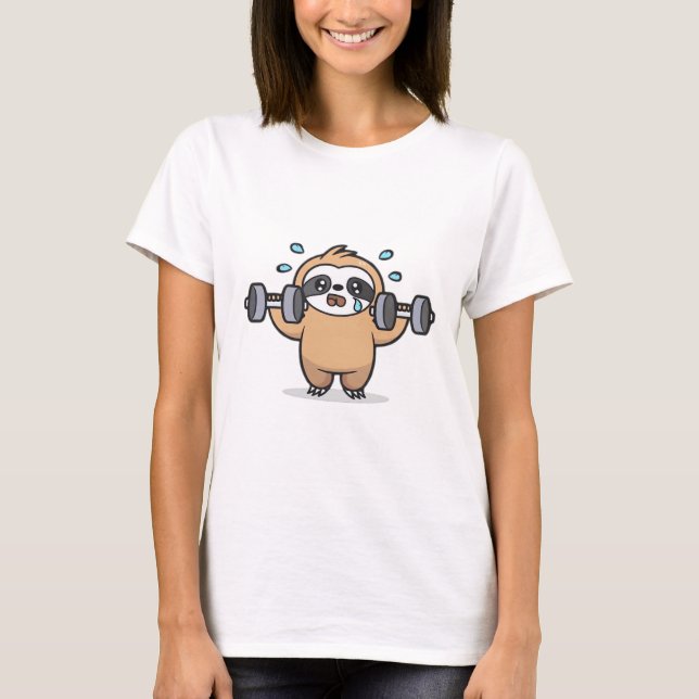 Chibi Sloth Gym Fail � Cute Kawaii Funny Workout A T-Shirt (Front)