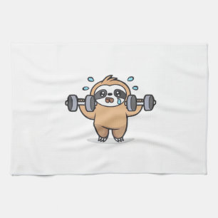 Chibi Sloth Gym Fail � Cute Kawaii Funny Workout A Tea Towel