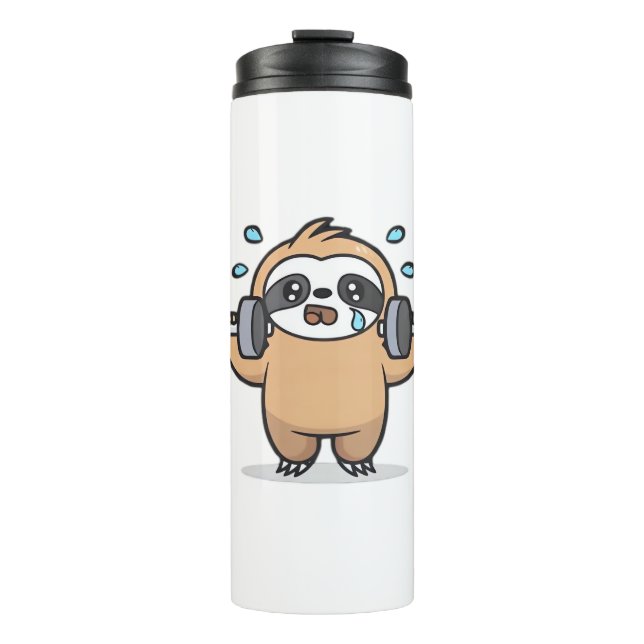 Chibi Sloth Gym Fail – Cute Kawaii Funny Workout A Thermal Tumbler (Front)