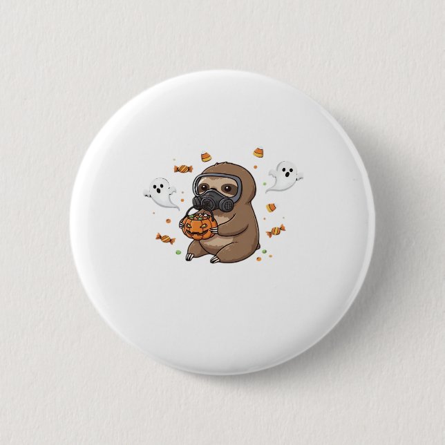 Chibi Sloth Hazmat Halloween Oversized T-Shirt 6 Cm Round Badge (Front)