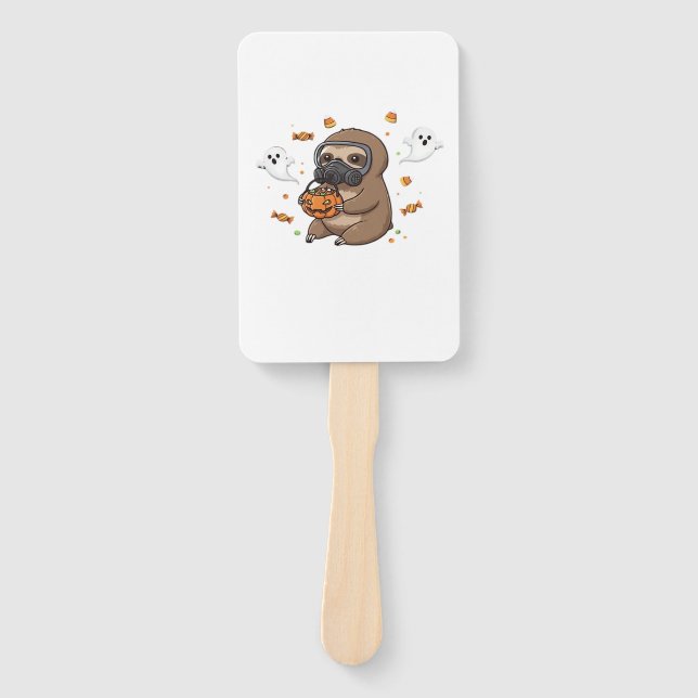 Chibi Sloth Hazmat Halloween Oversized T-Shirt Hand Fan (Front)
