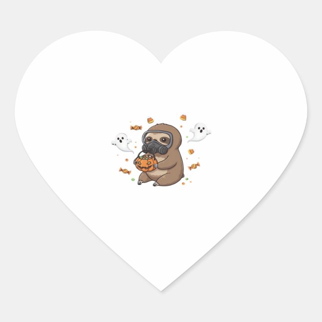 Chibi Sloth Hazmat Halloween Oversized T-Shirt Heart Sticker (Front)