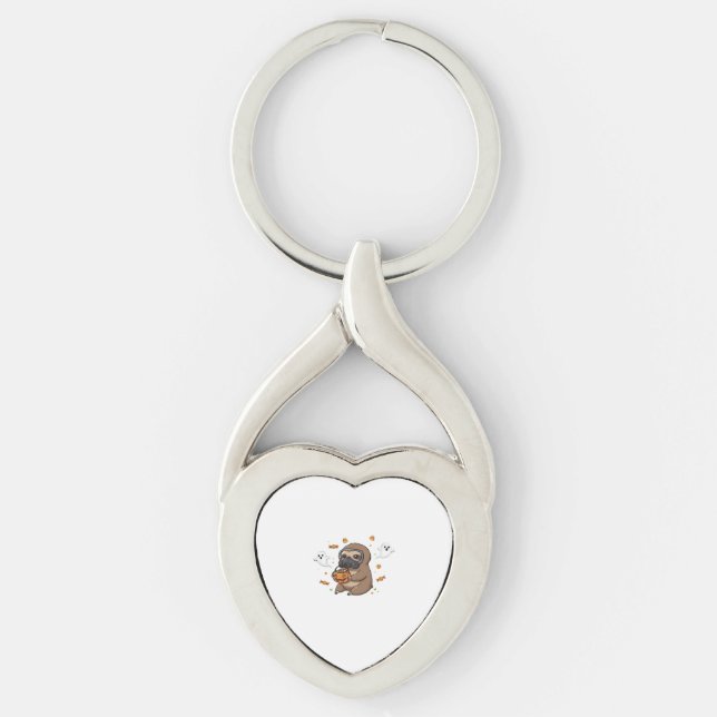 Chibi Sloth Hazmat Halloween Oversized T-Shirt Key Ring (Front)