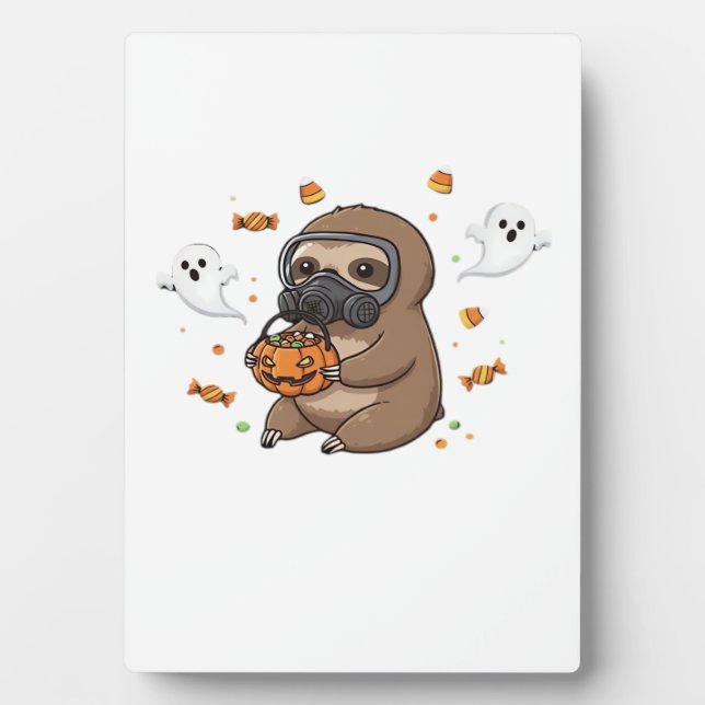 Chibi Sloth Hazmat Halloween Oversized T-Shirt Plaque (Front)