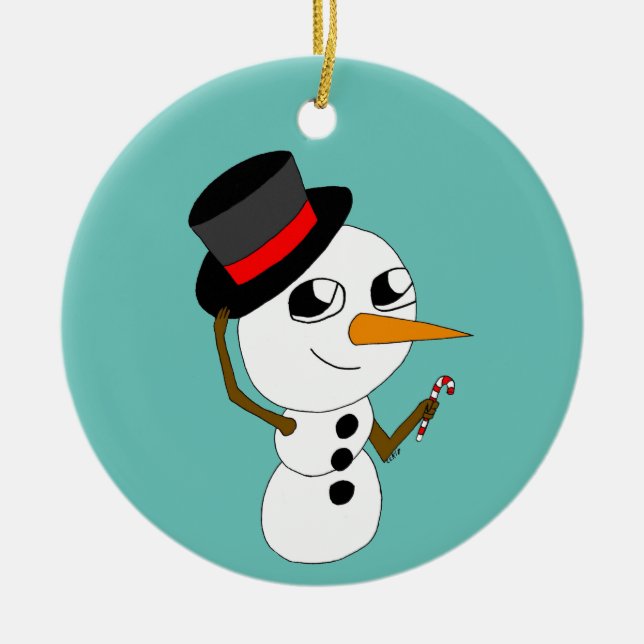 chibi smowman    ceramic ornament (Front)