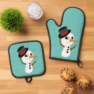 chibi smowman oven mitt & pot holder set