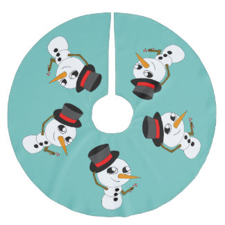 chibi snowman brushed polyester tree skirt