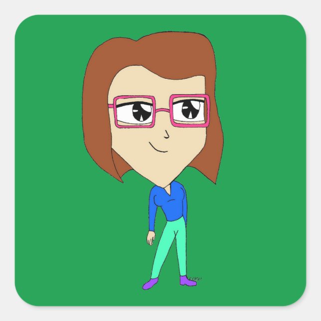 chibi      square sticker (Front)