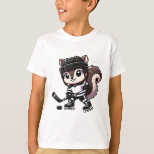 Chibi Squirrel Playing Ice Hockey Fun T-Shirt
