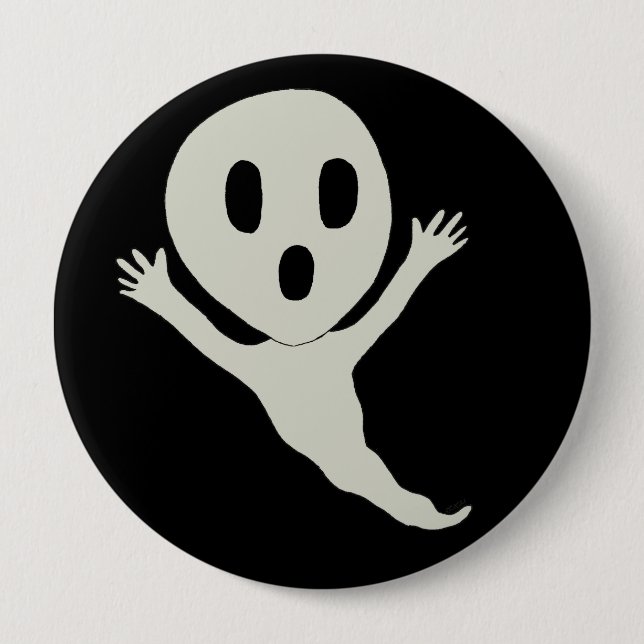 Chibi style ghost 10 cm round badge (Front)