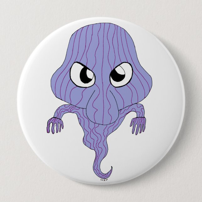 Chibi style ghost 10 cm round badge (Front)