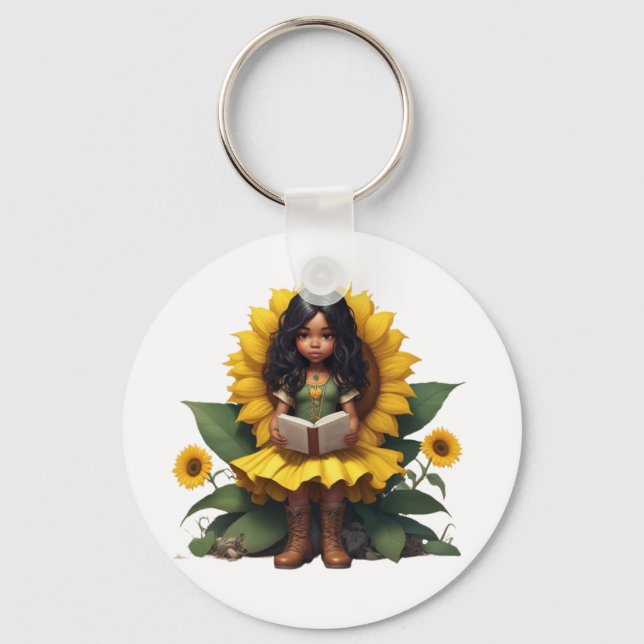 Chibi sunflower girl key ring (Front)