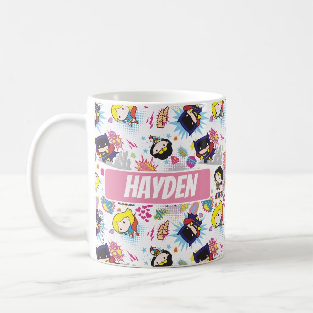 Chibi Super Heroine Pattern Coffee Mug (Left)