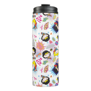 Chibi Super Heroine Pattern Thermal Tumbler