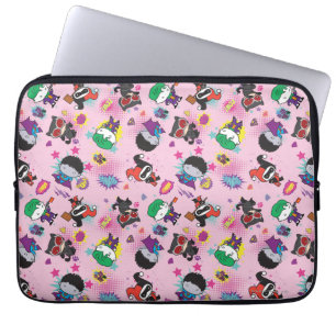 Chibi Super Villain Action Pattern Laptop Sleeve