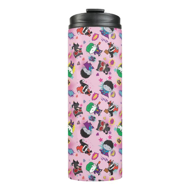 Chibi Super Villain Action Pattern Thermal Tumbler (Front)