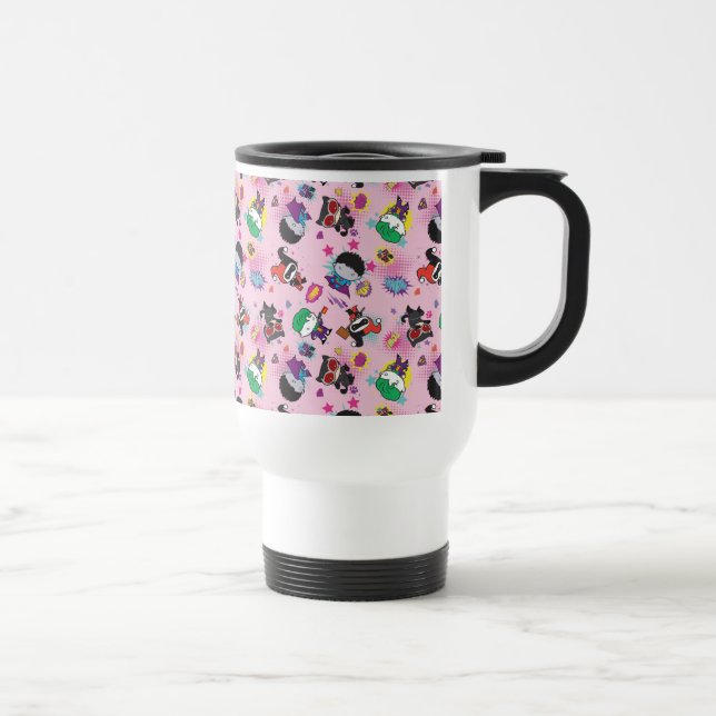 Chibi Super Villain Action Pattern Travel Mug (Right)