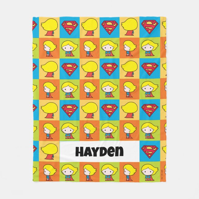Chibi Supergirl Character Turnaround Fleece Blanket (Front)