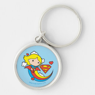 Chibi Supergirl Flying Rainbow Key Ring