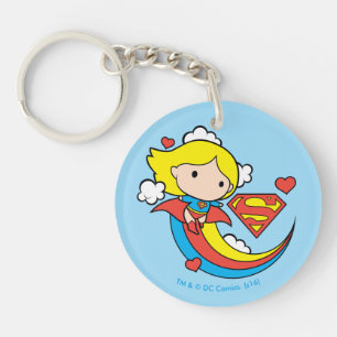 Chibi Supergirl Flying Rainbow Key Ring