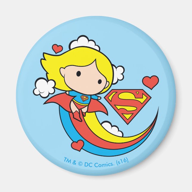 Chibi Supergirl Flying Rainbow Magnet (Front)