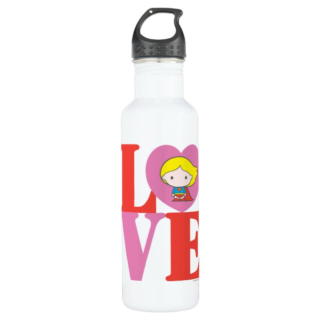 Chibi Supergirl LOVE 710 Ml Water Bottle (Front)