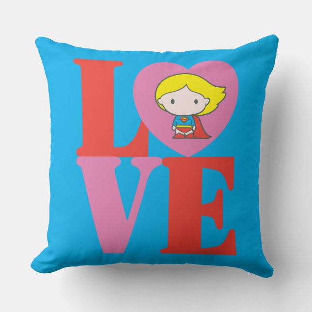 Chibi Supergirl LOVE Cushion (Front)