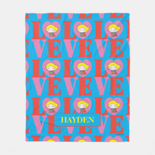 Chibi Supergirl LOVE Fleece Blanket