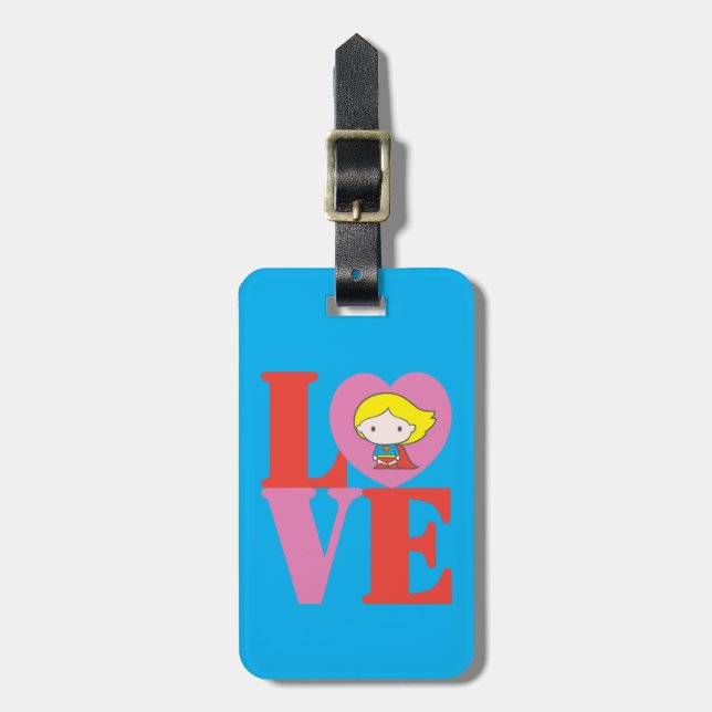Chibi Supergirl LOVE Luggage Tag (Front Vertical)