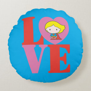 Chibi Supergirl LOVE Round Cushion