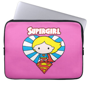 Chibi Supergirl Starburst Heart and Logo Laptop Sleeve