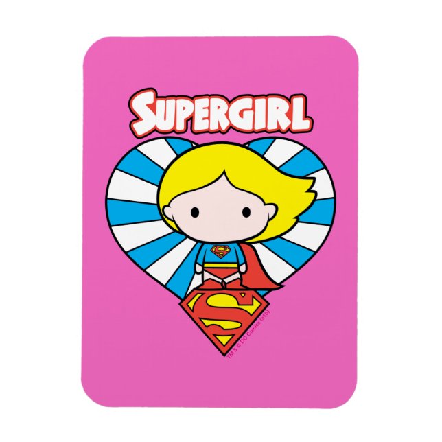 Chibi Supergirl Starburst Heart and Logo Magnet (Vertical)