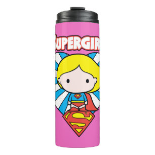 Chibi Supergirl Starburst Heart and Logo Thermal Tumbler