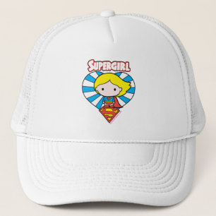 Chibi Supergirl Starburst Heart and Logo Trucker Hat