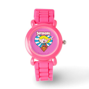 Chibi Supergirl Starburst Heart and Logo Watch