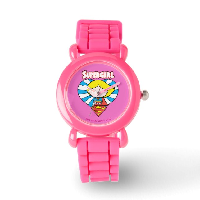 Chibi Supergirl Starburst Heart and Logo Watch (Front)