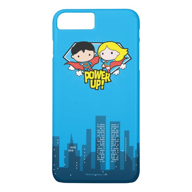 Chibi Superman & Chibi Supergirl Power Up! Case-Mate iPhone Case (Back)