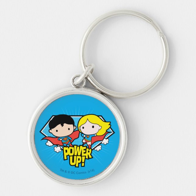 Chibi Superman & Chibi Supergirl Power Up! Key Ring (Front)