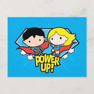 Chibi Superman & Chibi Supergirl Power Up! Postcard