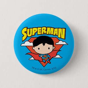 Chibi Superman Polka Dot Shield and Name 6 Cm Round Badge