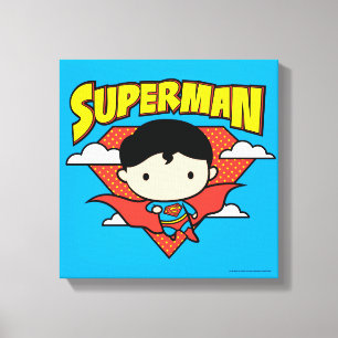 Chibi Superman Polka Dot Shield and Name Canvas Print