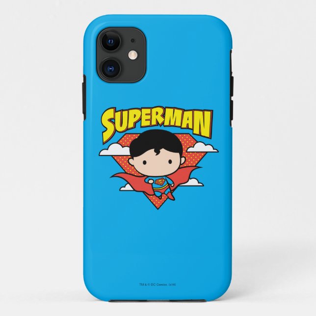 Chibi Superman Polka Dot Shield and Name Case-Mate iPhone Case (Back)