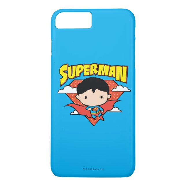 Chibi Superman Polka Dot Shield and Name Case-Mate iPhone Case (Back)