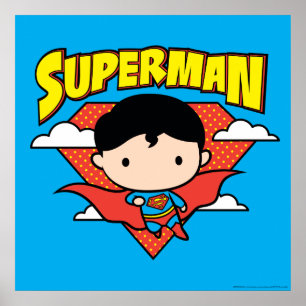 Chibi Superman Polka Dot Shield and Name Poster
